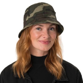 Lipodo Camouflage Bucket Bucket Hat Women/Men (55-60 cm) - Fishing Hat with Zip Pockets - Cotton Bucket Hat - Fabric Hat in Camouflage Pattern Spring/Summer, camouflage