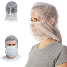 ABC Disposable Hood Caps, One Size. Pack of 1000 White Polypropylene Disposable Bouffant Hoods. Breathable Disposable Hoods. Protective Caps Hoods Hairnets. Full Face Hair Net for Food Service