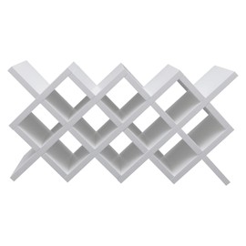 10 Cell Wine Rack, White Wall Mounted Wine Holder, Large Capacity Wood Storage Shelf, Wine Lattice Display Rack for Kitchen Home Bar Decor