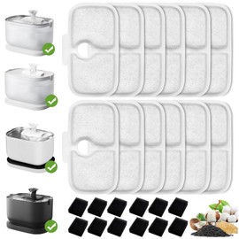 Replacement Pet Fountain Filter Set Compatible With PETLIBRO PLWF005 PLWF105 PLWF115 Dockstream Cat Water Fountain 12 Pack Replacement Filter and Pre-Filter Sponges set