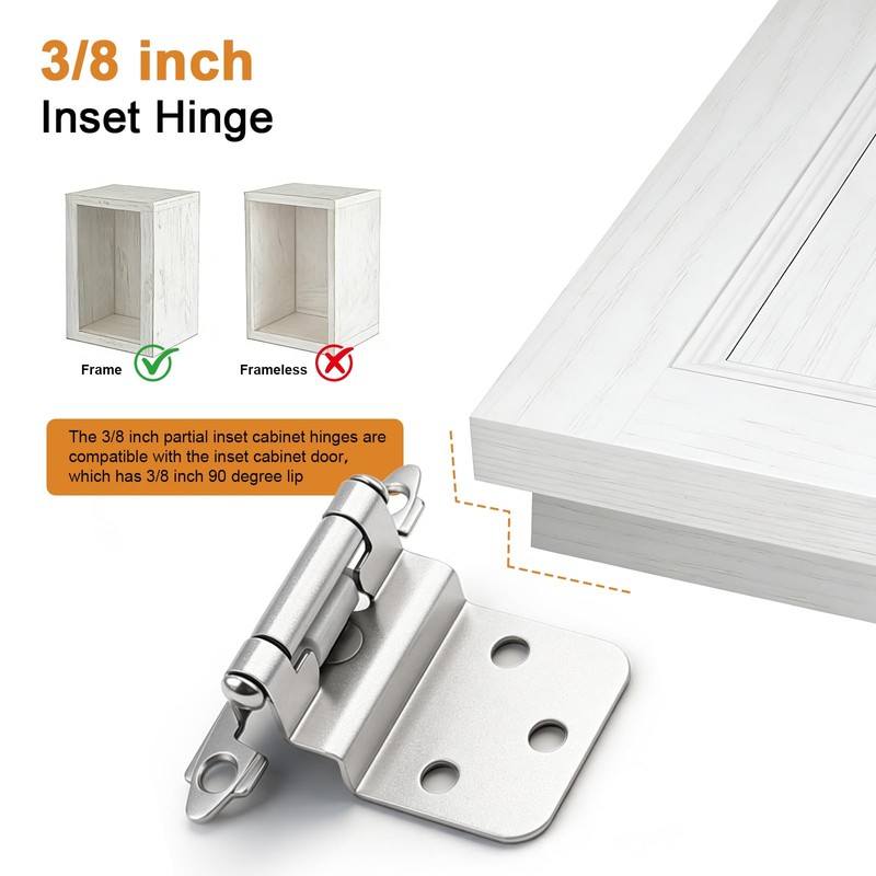 Probrico 20 Pack 10 Pair 3/8" Inset Cabinet Door Hinges