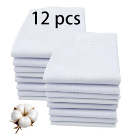 ARKBAODAN 6pcs handkerchiefs for men 100% Soft Cotton White Hankie handkerchief bulk, White, 16'' x 16'' (6)
