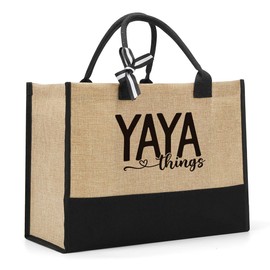 XHK Reusable Beach Grocery Shopping Tote Bags for Women, Female Grandmother Christmas Birthday Mother's Day Thank You Getaway Gifts for Mamaw Grandmother, Yaya Things Tote Bag