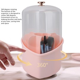 Heart Shape Makeup Brushes Storage Barrel, Large Capacity Organizer with 360 Degree Rotation, Exquisite Design,Makeup Brushes and Holder for Home Office Travel (Pink Case)