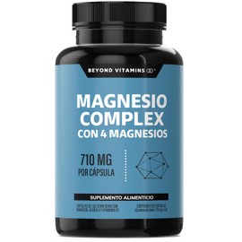 Beyond Vitamins | Magnesio Complex | CON 4 MAGNESIOS: Citrato, Glicinato, Gluconato y Óxido de Magnesio| 710 mg Puro por Cápsula | Suplemento Alimenticio Sin Rellenos (120 cápsulas)