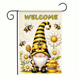 BlissYard Welcome Spring Summer Garden Flag Double Sided 12 x 18 Bumble Bee Gnome Decorative Garden Flag Daisy Flower Spring Yard Outside Decorations Farmhouse Outdoor Small Home Decor