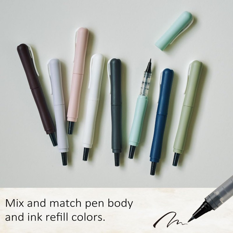 Kuretake Jigletor Pen COCOIRO Refill, Ultra Fine Point, Black Ink,