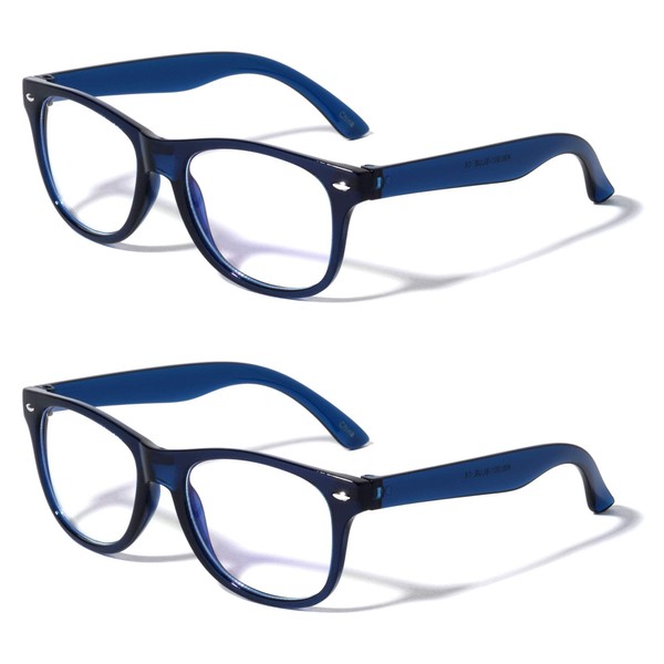 2 Pairs Kids Blue Light Blocking Glasses, Anti Eyestrain & UV Protection, Computer Glasses for Boys Girls - Clear Lens (Age 3-10) (2 Blue)