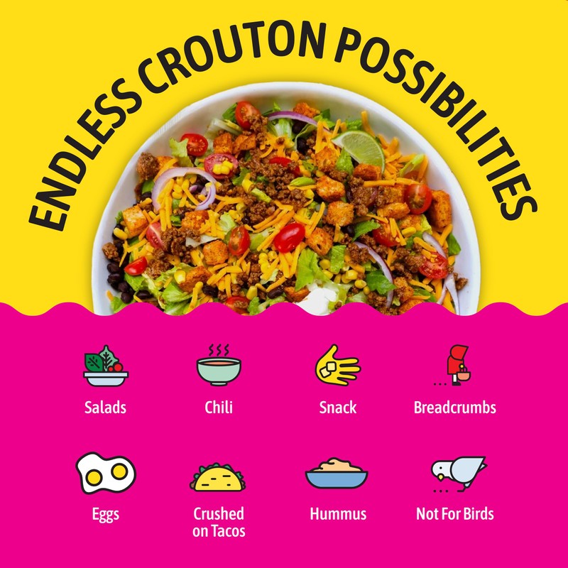 Kooshy Croutons | Vegan Sourdough Bread with Chilli & Lime