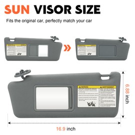 Gray Driver Left + Passenger Right Side Sun Visor Replacement Compatible with Toyota Tacoma 2005-2012 Replace 74320-35C10-B0 74320-04181-B1 74320-35B50-B0 74310-35C20-B0 7431004111B1