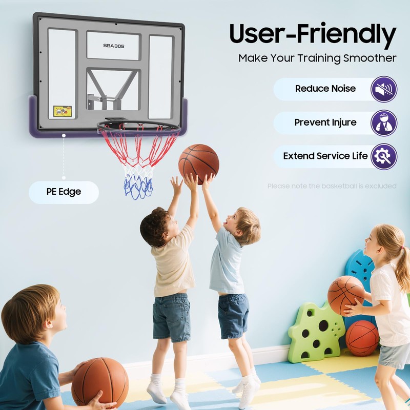 DYRABREST Wall Mounted Basketball Hoop, Heavy-Duty Backboard with Spring Rim