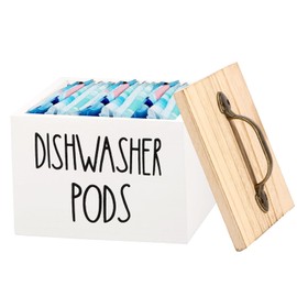 Dishwasher Pod Holder with Lid, Large Capacity Laundry Dryer Sheet Holder Space Saving Laundry Pod Container Wide Opening Laundry Pod Canister Practical Laundry Pod Holder for Home(white,1)