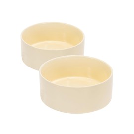 SPUNKYJUNKY 28.7OZ Ceramic Dog and Cat Bowl, Modern Cute Weighted Food Water Bowl for Replacement Beige (2 Pack)