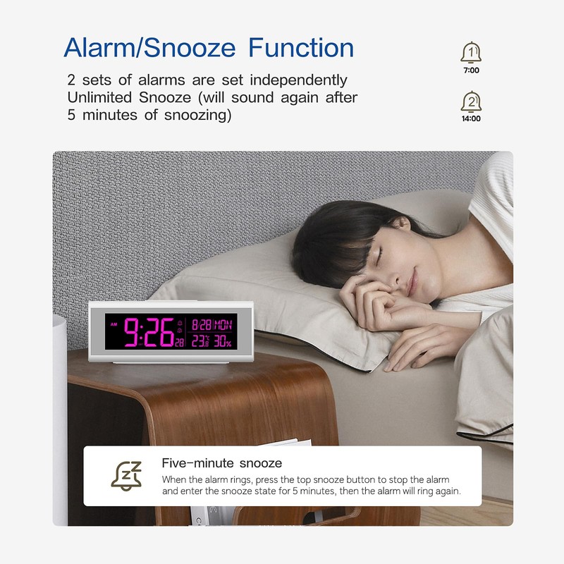 Alarm clock bedroom alarm clock with atmosphere light gradient color