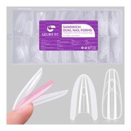 Salon-Perfect Sandwich Nail Forms at Home: Gelike EC Sandwich Dual Forms for Builder Gel - 2026 Nail Extension Mold No Gel Stacking - 240Pcs 15 Sizes for DIY Extensions Art - Almond Round