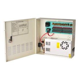EVERSECU 18 Channel DC12V 30 Amp Reset Fuse CCTV DC Distributed Power Box with AC Plug and Lock for Security Cameras, DVRs, CCTV Power Supply