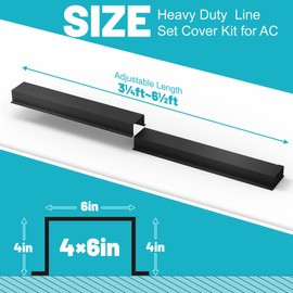 Chiligent Metal Line Set Cover Kit, Heavy Duty HVAC Lines Cover Set for Mini Split & Central Air Conditioner & Heat Pump, 6" x 4" x 6.5ft, Black, 2 PCS