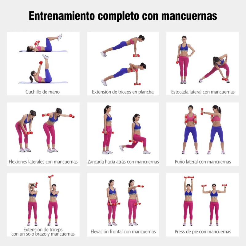 Par Mancuernas Ejercicio 2 Kg Neopreno Entrenamient Rojo