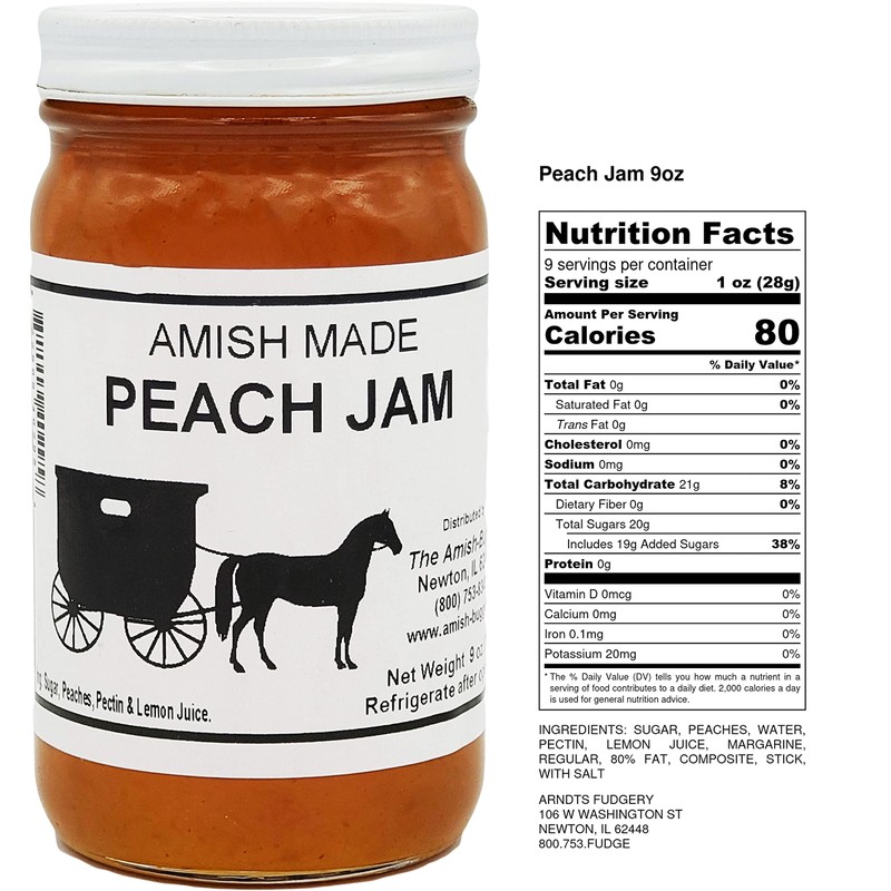 Amish Jam Peach - "8 Oz. Jar - Qty 3"