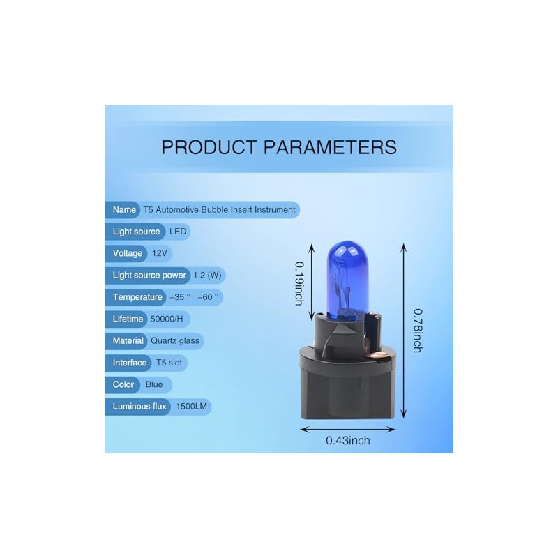 Luces halógenas T5 12 V 1,2 W – Pack de