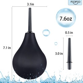 Enema Bulb Douche Enema Kit (4 Nozzles) for Men & Women with Black Storage Bag