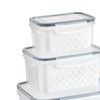 3pcs Drain Storage Basket Box Transparent Leakproof Food Storage Containers