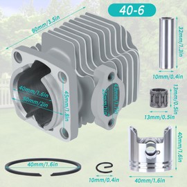 Tunejoy Cylinder Large Bore 40 mm Cylinder ATV Cylinder Piston Set for Pocket Bike Dirt Bike ATV Scooter Quad 43cc