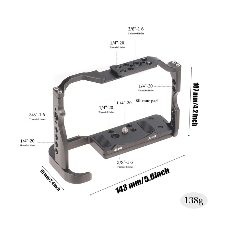 EOS R8 Camera Cage with Top Carry Handle, Hersmay Aluminium