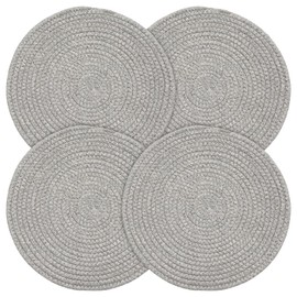 20cm Round Placemats Set of 4,Grey Cotton Dinner Table Mats