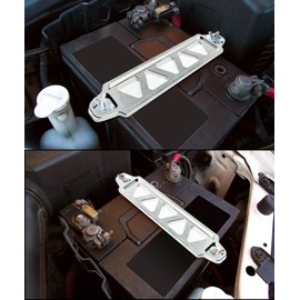 AOCISKA Universal Car Battery Holder Kit, Aluminum Alloy Battery Tie Down Mount Bracket, Silver