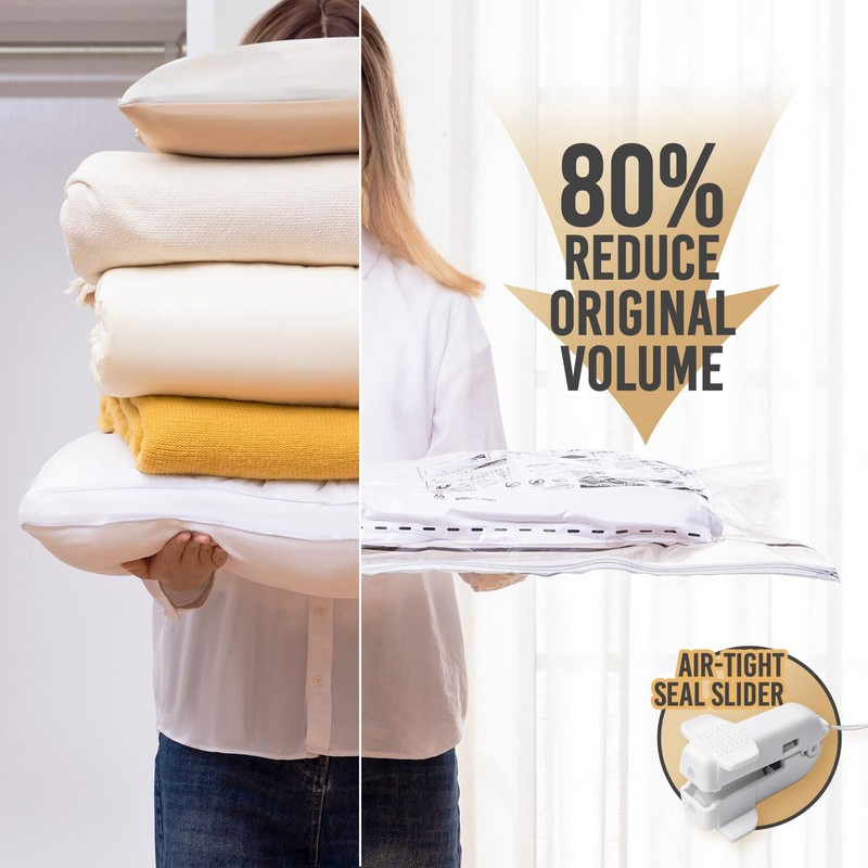 TAILI Vacuum Storage Bags With Long Side Zip 8 Pack
