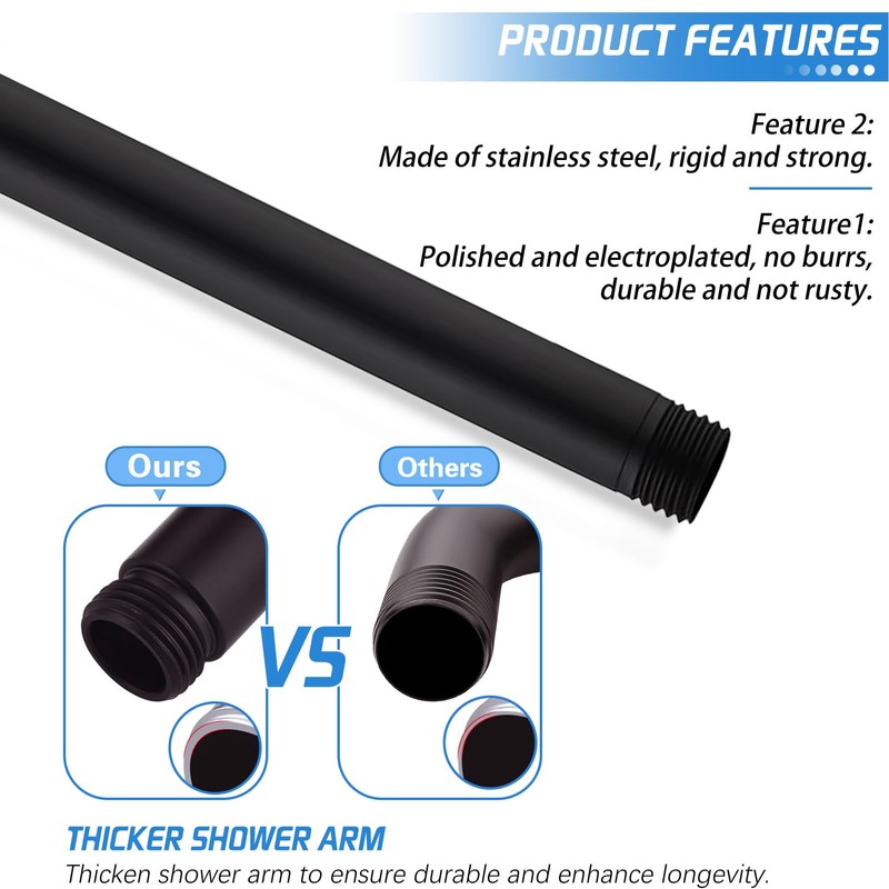Ceiling Mount Shower Arm with Flange for Rain Shower Head,Stainless