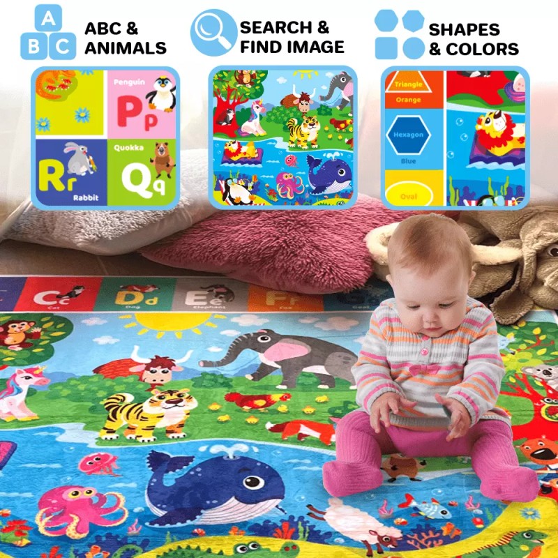 QUOKKA Baby Play Mat for Floor Plush ABC Playmat for