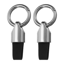 sourcing map 2pcs Car Key Chain Ring Clip 3.1" x 1.4" Small Leather Keychain Key Fob Key Fob Accessory with Keyrings for Home Car Keys, Silver Tone Black