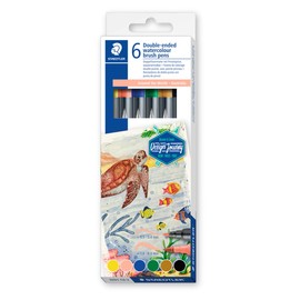STAEDTLER 3001 C6-2 Design Journey Watercolour Brush Pens - Around the World Series - Australia (Pack of 6 Assorted Colours)
