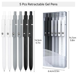ZCOINS 6 Pcs 0.5mm Retractable Black Ink Gel Pens, Fine Point, Quick Dry, Smooth Writing, Japanese Rollerball Gel Pens for Journaling Nurse Office School Stationery Supplies Gifts