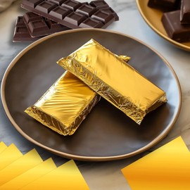 BABORUI 100 Pack Chocolate Bar Wrappers, Gold Foil Sheets Chocolate Packaging for Dubai Chocolate Bar Pistachio Candy Bar Deep (5.9 x 5.9 Inch)
