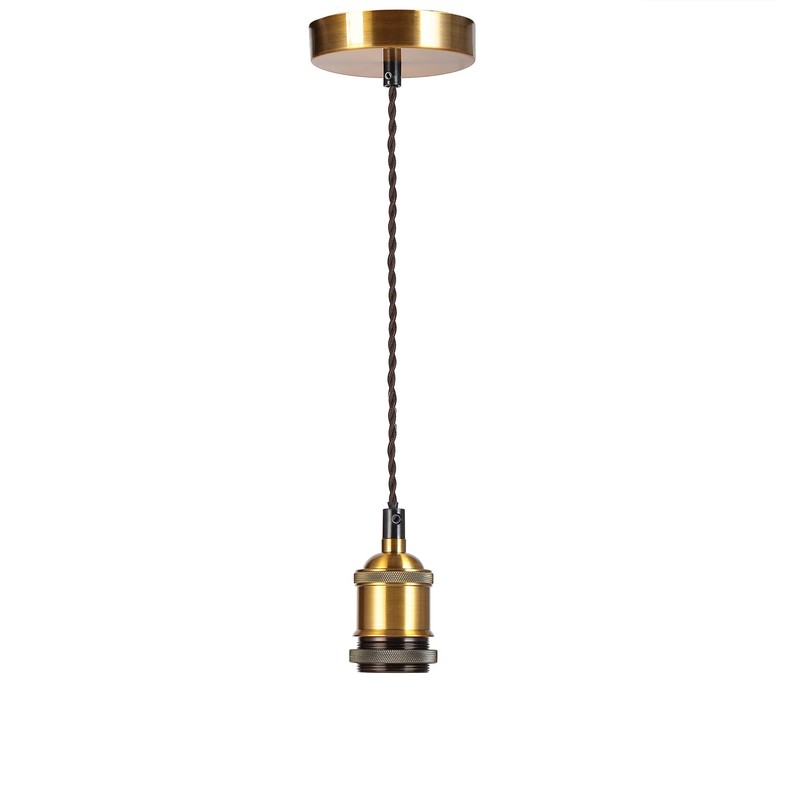 COZZY Vintage Ceiling pendant light fitting, Brown Twisted Braided Flex,E27