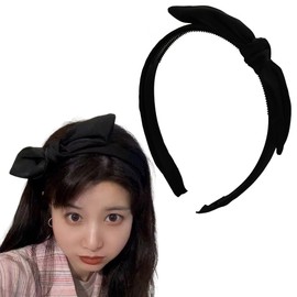 Black Bow Headband for Women Girls Wide Hair Bands with Knot for Women Bow Knot Hairband Headband for Long Short Hair Elastic Hairbands for Hair Accessories Ornaments for Girls Teenagers