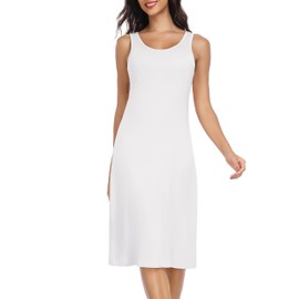 Lovasy Women's Long Full Slips,White,L