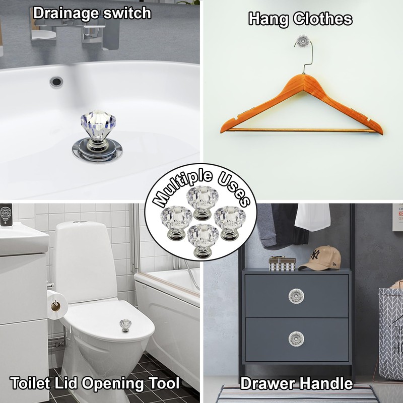 XQIGI Toilet Tank Button Pack of 4,Crystal Toilet Top Push