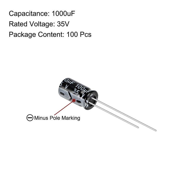 uxcell 100uF 35V Capacitor, Aluminum Electrolytic Capacitors 105C High Temp