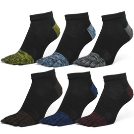 Asuka Men's 5-Toe Socks, Strong Reinforcement, Ankle Length, Pack of 6