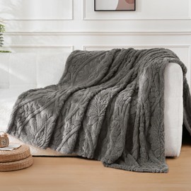 WONGS BEDDING Cuddly Fluffy Blanket, Fleece Blanket, 150 x 200 cm, Sofa Blanket, Wool Blanket, Couch Blanket, Warm Soft Boho Blankets, Throw for Sofa, Couch, Bed, Dark Grey