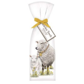 Mary Lake-Thompson T342 2 Ribbon Tied Sheep Spring Flour Sack Kitchen Dish Towels