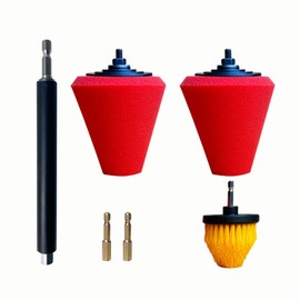 Noyfemr Drill Bit Cone Polisher, Metal Polishing Tool, Car Wheel Polishing Sponge, Polishing Pad, Polishing Ball, with Hand-Held Extension Bracket, Suitable for Hand Drill（with Screw Nut）