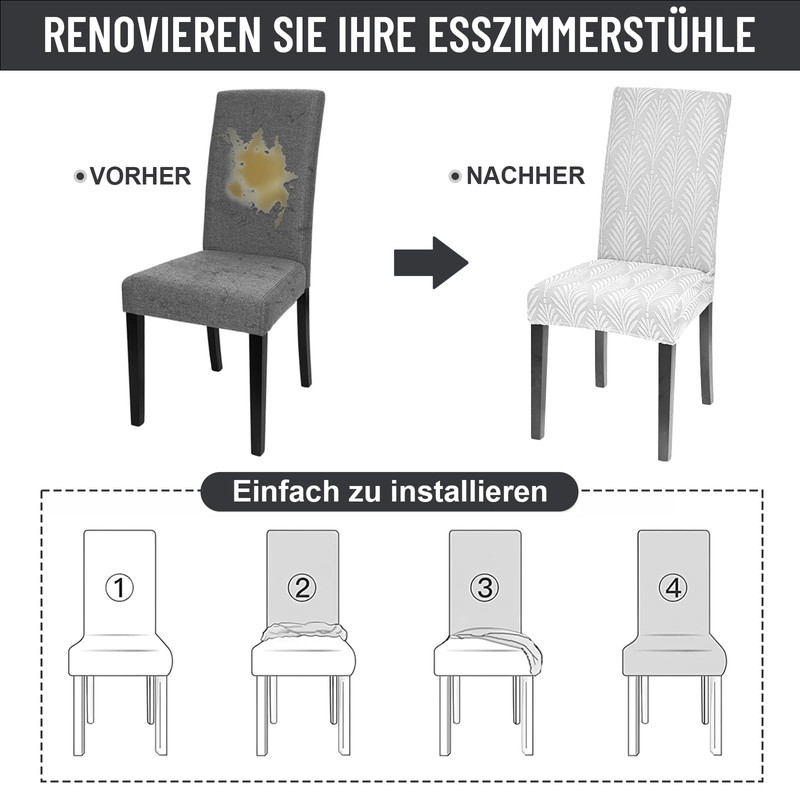 Alishomtll Stretch Chair Covers, Set of 4/6 Chair Covers, Universal