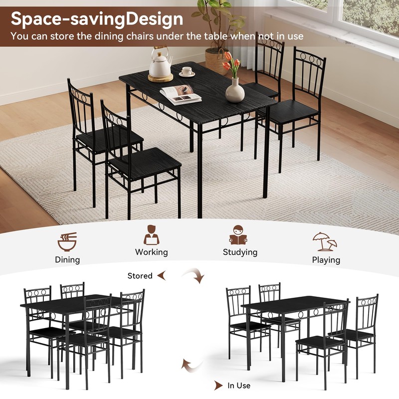 Vipbear Kitchen Dining Table Set for 4, 5-Piece Kitchen Table
