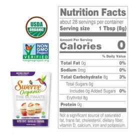 Swerve Organic Monk Fruit Blend Confectioners Sugar Replacement Sweetener 8 Ounc