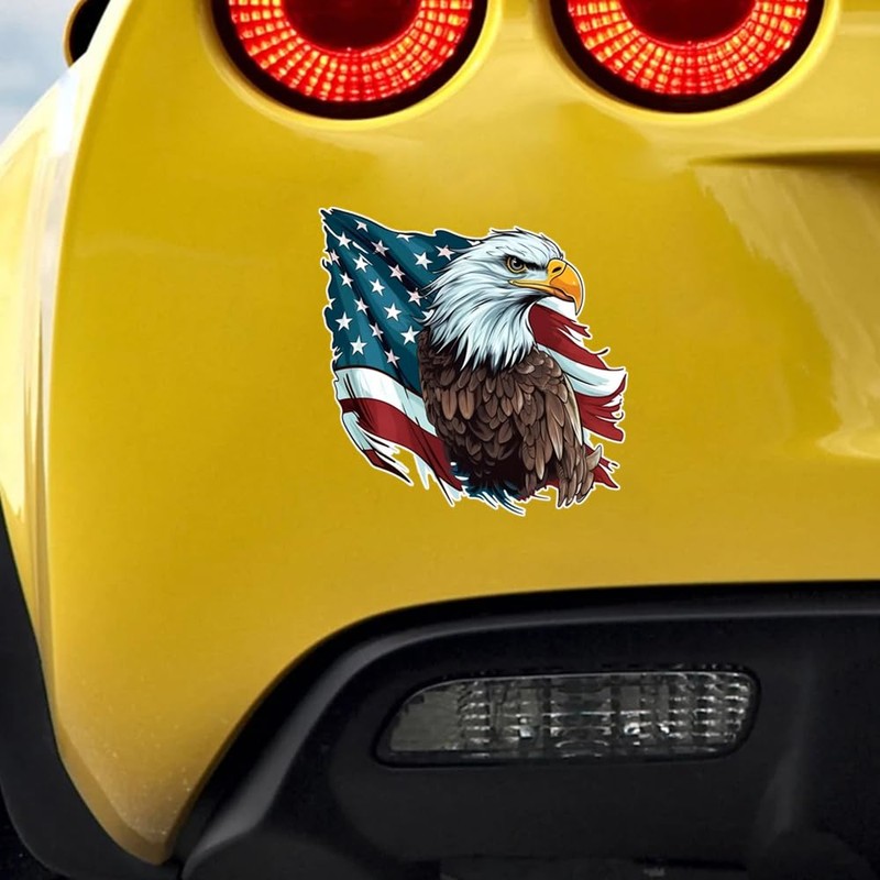 2pcs American Flag Eagle Sticker, 4.72"x4.72", Waterproof and Scratch Resistant